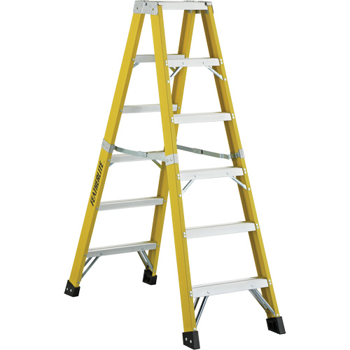 6600 Series Industrial Heavy-Duty 2-Way Stepladders, Fibreglass, 300 lbs. Capacity, 6' Mukwa Safety Services