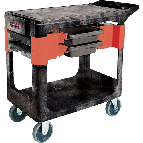 Chariots &agrave; outils d'entretien, 2 tiroirs, 38" lo x 19-1/4" la x 33-3/8" h, Noir Mukwa Safety Services