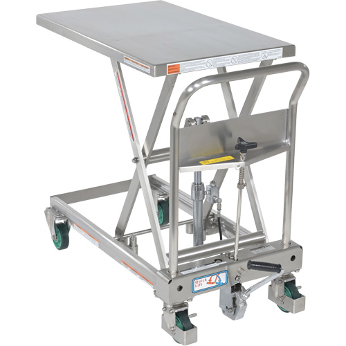 Table &eacute;l&eacute;vatrice hydraulique &agrave; ciseaux, 31-1/2" lo x 19-1/2" la, Acier inoxydable, Capacit&eacute; 550 lb Mukwa Safety Services