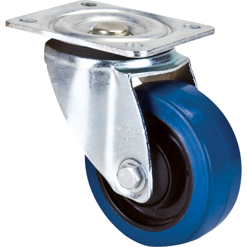 Roulette bleue, Pivotant, 4" (101,6 mm), Caoutchouc, 350 lb (158,8 kg) Mukwa Safety Services