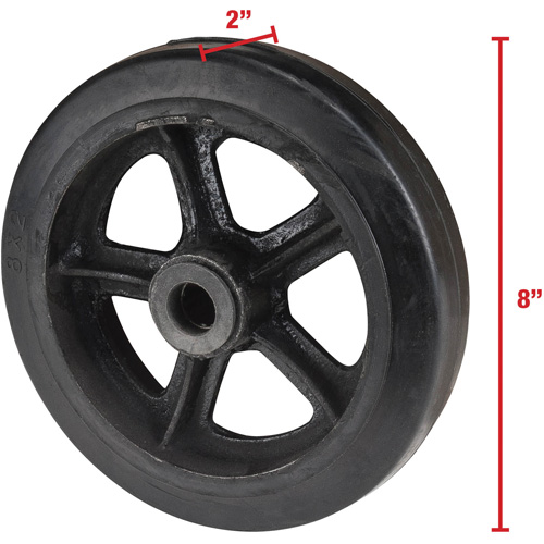 Mold-On Rubber Wheel, 8" (203 mm) Dia. x 2" (51 mm) W, 400 lbs. (181 kg.) Capacity Mukwa Safety Services