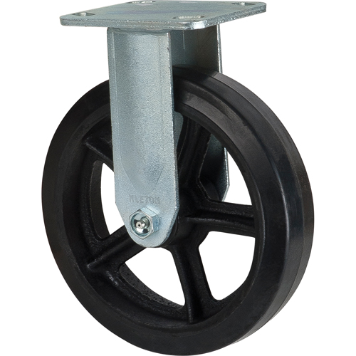 Mold-on Caster, Rigid, 8" (203.2 mm), Rubber, 660 lbs. (299 kg.) Mukwa Safety Services