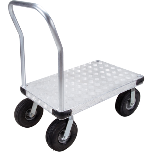 Chariots &agrave; plateforme en aluminium, 24" la x 36" lo, 1600 lb cap, Roues Pneumatique Mukwa Safety Services