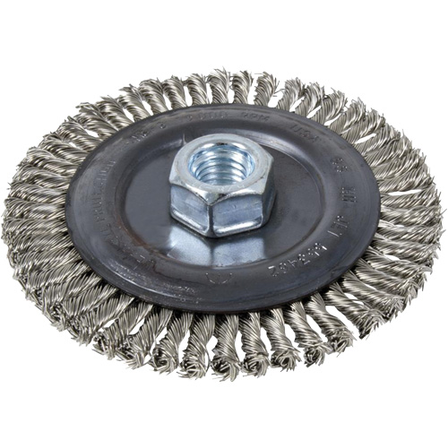 Stringer Bead Brush Wheel, 6" Dia., 0.022" Fill, 5/8"-11 Arbor Mukwa Safety Services