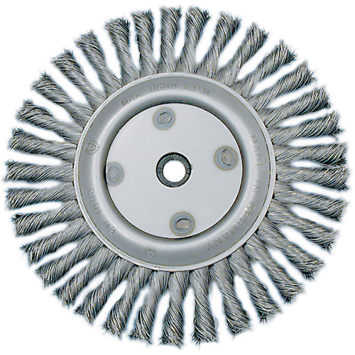 Knot Twisted Wire Wheel, 6" Dia., 0.02" Fill, 5/8"-1/2 Arbor, Steel Mukwa Safety Services