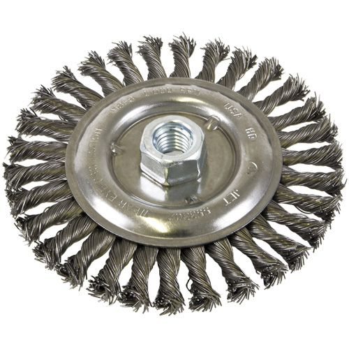Standard Face Knot Wire Wheel Threaded, 6" Dia., 0.022" Fill, 5/8"-11 Arbor, Steel Mukwa Safety Services