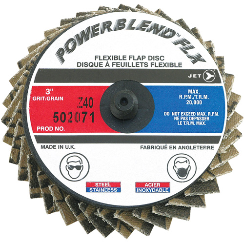 Powerblend FLX Roll-on Flap Disc, 3" x Type R, Z40 Grit, Zirconia Alumina Mukwa Safety Services