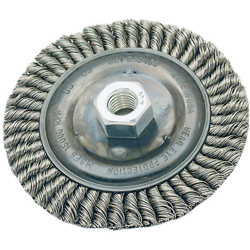 Stringer Bead Brush, 4" Dia., 0.022" Fill, 5/8"-11 Arbor, Steel Mukwa Safety Services