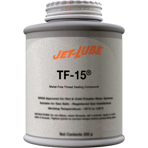 TF-15&reg; Metal-Free Thread Sealing Compound, Brush-Top Can, 227 ml, -46° C - 315° C/50° F - 600° F Mukwa Safety Services