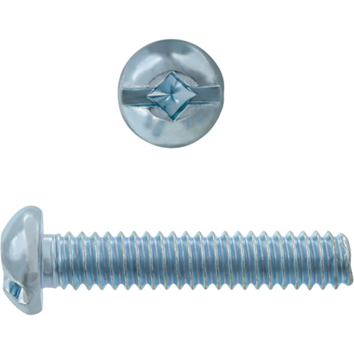 Round Square/Slot HD Machine Screws, #6 x 3" L, Zinc Plated Mukwa Safety Services
