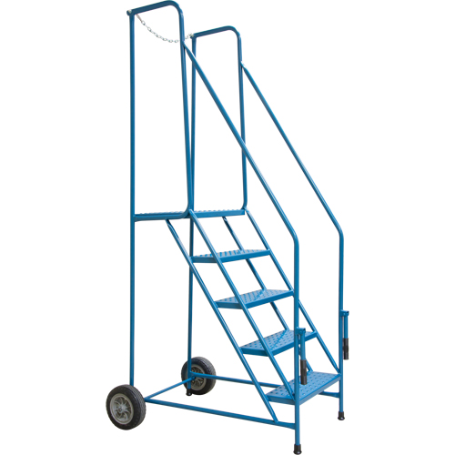 Trailer Access Rolling Ladder with Rails, 4 Steps, 22" Step Width, 37" Platform Height, Steel Mukwa Safety Services