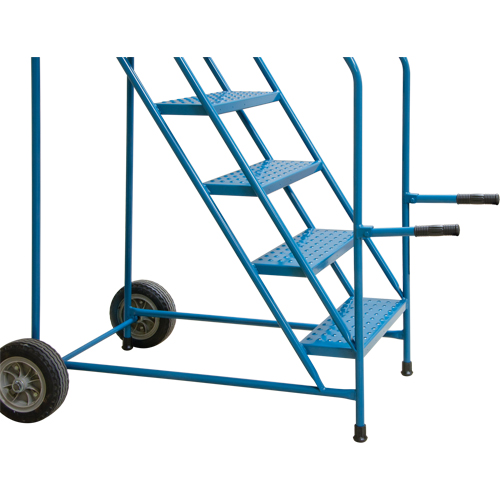 Trailer Access Rolling Ladder with Rails, 4 Steps, 22" Step Width, 37" Platform Height, Steel Mukwa Safety Services