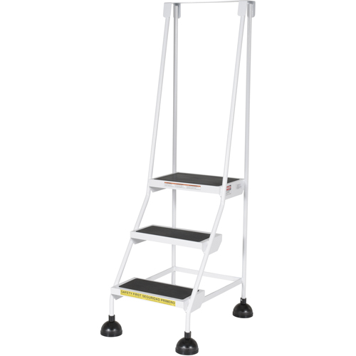 Stop-Step Ladders, 3 Steps, 16" Step Width, 28-11/16" Platform Height, Steel Mukwa Safety Services