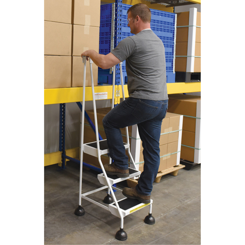 Stop-Step Ladders, 3 Steps, 16" Step Width, 28-11/16" Platform Height, Steel Mukwa Safety Services