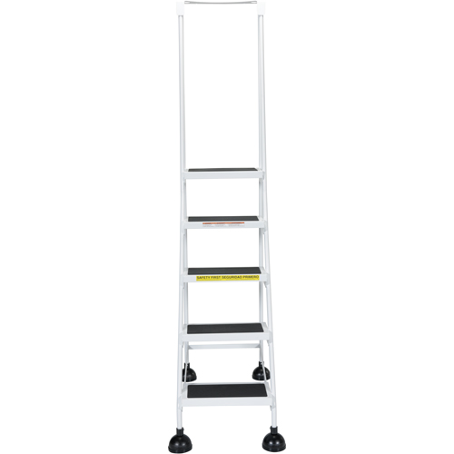 Light-Duty Stop-Step Ladders, 5 Steps, 16" Step Width, 47-11/16" Platform Height, Steel Mukwa Safety Services