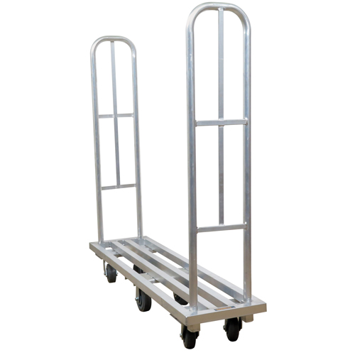 Aluminum U-Boat Platform Truck, 16" W x 63" L, 1322 lbs. Cap., Polyurethane Wheels Mukwa Safety Services