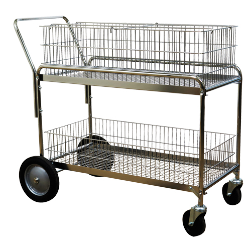Chariot de bureau en treillis m&eacute;tallique pour le courrier, 250 lb Capacit&eacute;, Chrome, 23-3/4" p x 43" la x 38-1/2" h, Chrom&eacute; Mukwa Safety Services