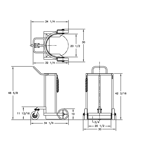 Grand chariot LCC pour bouteille de gaz liquide, Roues Polyur&eacute;thane, Base de 20" la x 20" p, 1000 lb Mukwa Safety Services