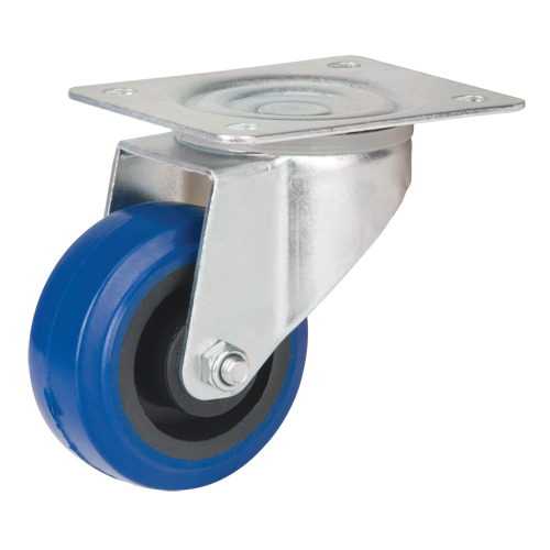 Roulette bleue, Pivotant, 3" (76 mm), Caoutchouc, 285 lb (129 kg) Mukwa Safety Services