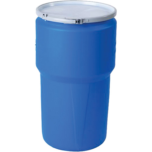 Baril emboîtable en poly&eacute;thyl&egrave;ne, 14 gal. US (11,7 gal. imp.), Dessus ouvert, Bleu Mukwa Safety Services