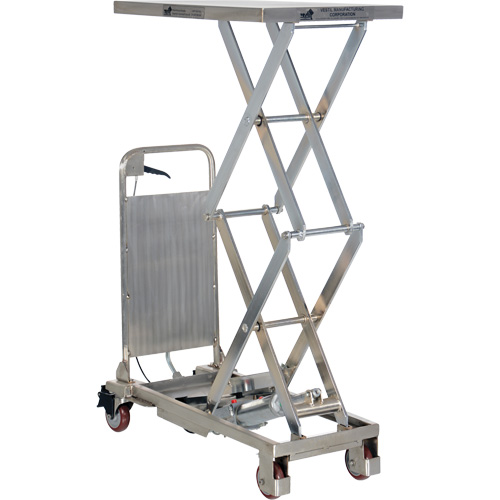 Manual Hydraulic Scissor Lift Table, 27-1/2" L x 17-3/4" W, Partial Stainless Steel, 220 lbs. Capacity Mukwa Safety Services