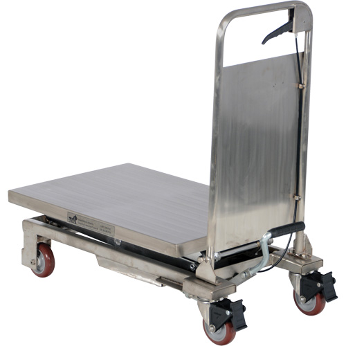 Manual Hydraulic Scissor Lift Table, 27-1/2" L x 17-3/4" W, Partial Stainless Steel, 220 lbs. Capacity Mukwa Safety Services
