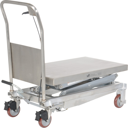 Table &eacute;l&eacute;vatrice hydraulique manuelle &agrave; ciseaux, 35-1/2" lo x 20" la, Partiellement en acier inoxydable, Capacit&eacute; 800 lb Mukwa Safety Services