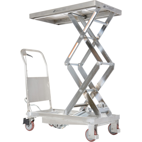 Table &eacute;l&eacute;vatrice hydraulique manuelle &agrave; ciseaux, 35-1/2" lo x 20" la, Partiellement en acier inoxydable, Capacit&eacute; 800 lb Mukwa Safety Services