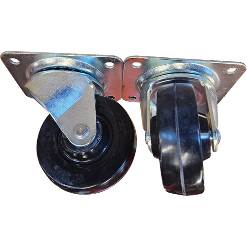 Plate Caster, Swivel, 4" (101.6 mm), Rubber, 225 lbs. (102 kg.) Mukwa Safety Services