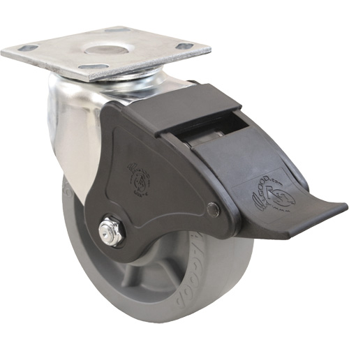 Roulette Emaxx, Pivotant avec frein, 4" (101,6 mm), Envirothane, 1000 lb (453,6 kg) Mukwa Safety Services