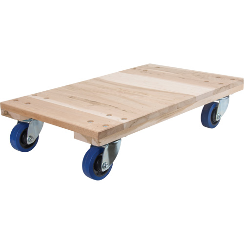 Medium-Duty Solid Wood Dollies, Polyolefin Wheels, 900 lbs. Capacity, 18" W x 30" D x 7" H Mukwa Safety Services