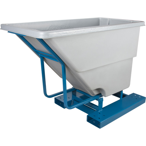 Self-Dumping Hopper, Polyethylene, 5/8 cu.yd., Grey Mukwa Safety Services