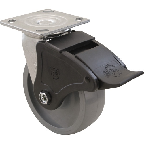 Roulette Max9, Pivotant, 6" (152,4 mm), Gris-WOW Envirothane, 1100 lb (498,95 kg) Mukwa Safety Services