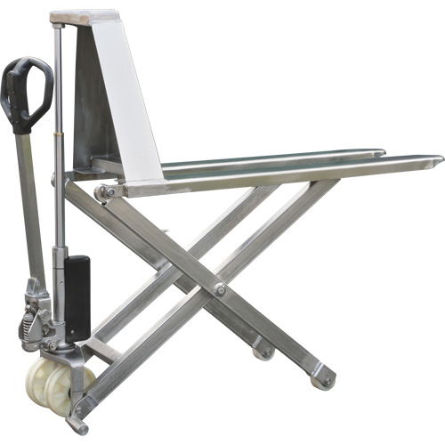 Chariot &eacute;l&eacute;vateur &agrave; ciseaux Eco, 45" lo x 21" la, Acier inoxydable, Capacit&eacute; de 2200 lb Mukwa Safety Services