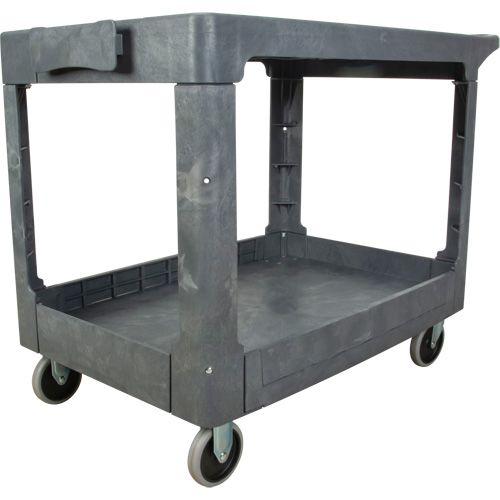 Flat-Shelf Utility Service Cart, 2 Tiers, 25-1/4" x 32-1/4" x 44", 550 lbs. Capacity Mukwa Safety Services