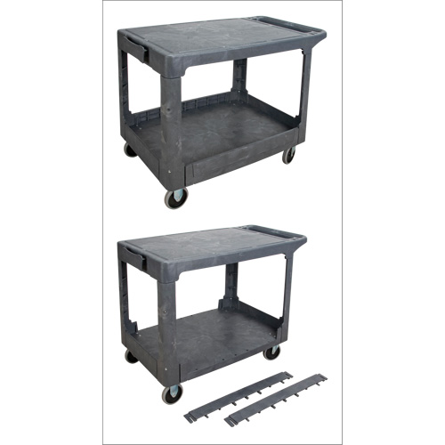 Flat-Shelf Utility Service Cart, 2 Tiers, 25-1/4" x 32-1/4" x 44", 550 lbs. Capacity Mukwa Safety Services