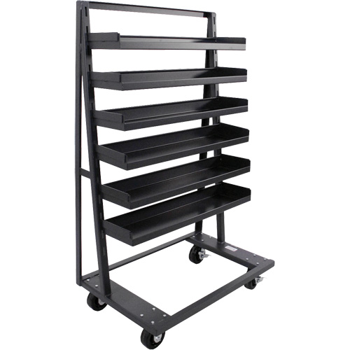 Chariot &agrave; cadre en A robuste &agrave; un c&ocirc;t&eacute; avec 6 plateaux &agrave; rebords, 38" x 25" x 63", Capacit&eacute; 2500 lb Mukwa Safety Services