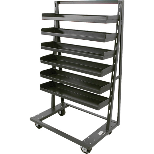 Chariot &agrave; cadre en A robuste &agrave; un c&ocirc;t&eacute; avec 6 plateaux &agrave; rebords, 38" x 25" x 63", Capacit&eacute; 2500 lb Mukwa Safety Services