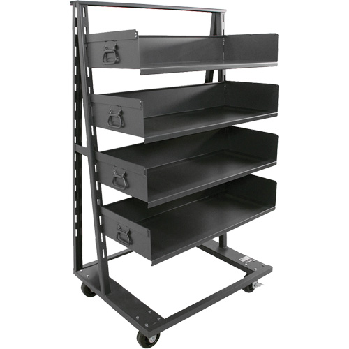 Single-Sided Heavy Duty A-Frame Cart with 4 Large Trays, 38" x 25" x 63", 2500 lbs. Capacity Mukwa Safety Services