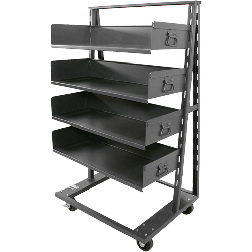 Single-Sided Heavy Duty A-Frame Cart with 4 Large Trays, 38" x 25" x 63", 2500 lbs. Capacity Mukwa Safety Services
