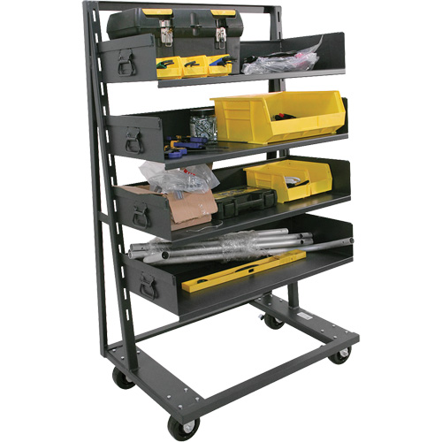 Single-Sided Heavy Duty A-Frame Cart with 4 Large Trays, 38" x 25" x 63", 2500 lbs. Capacity Mukwa Safety Services