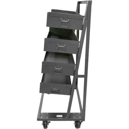 Single-Sided Heavy Duty A-Frame Cart with 4 Large Lipped Trays, 38" x 25" x 63", 2500 lbs. Capacity Mukwa Safety Services