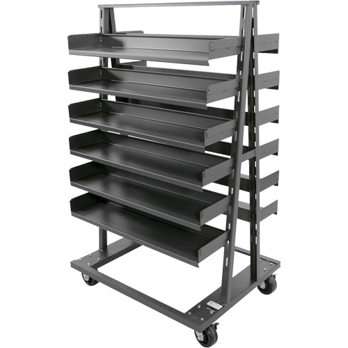 Chariot &agrave; cadre en A robuste &agrave; deux c&ocirc;t&eacute;s avec 12 plateaux, 38" x 30" x 63", Capacit&eacute; 2500 lb Mukwa Safety Services