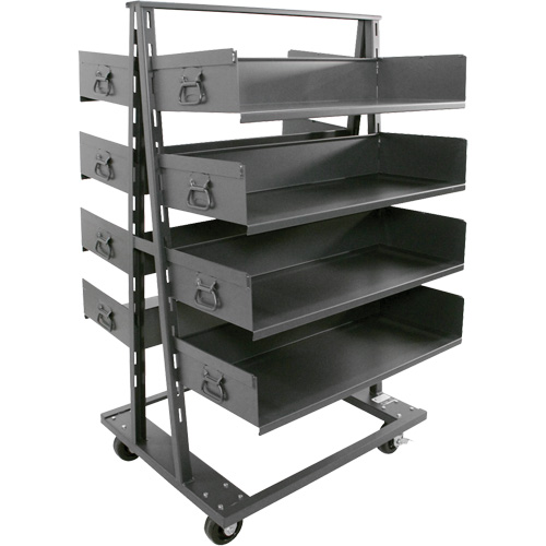 Chariot &agrave; cadre en A robuste &agrave; deux c&ocirc;t&eacute;s avec 8 plateaux &agrave; rebords, 38" x 30" x 63", Capacit&eacute; 2500 lb Mukwa Safety Services
