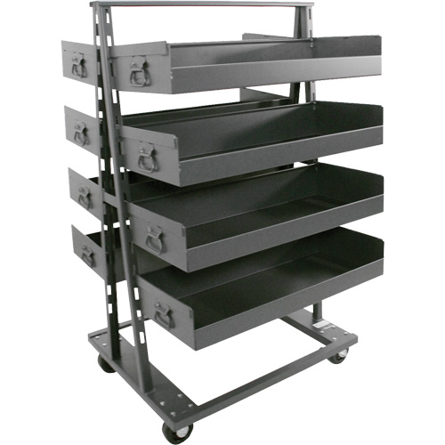 Double-Sided Heavy Duty A-Frame Cart with 8 Large Lipped Trays, 38" x 30" x 63", 2500 lbs. Capacity Mukwa Safety Services