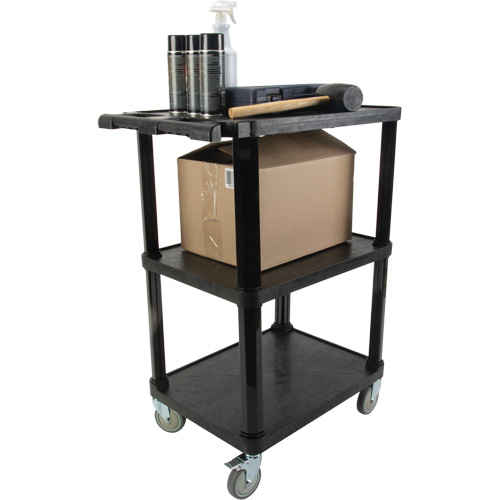 Utility Cart with Flat Shelf, 3 Tiers, 18-1/8" x 37-3/8" x 27-3/4", 330 lbs. Capacity Mukwa Safety Services
