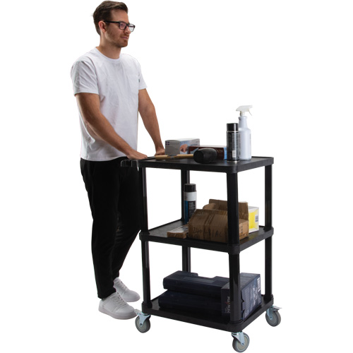 Utility Cart with Flat Shelf, 3 Tiers, 18-1/8" x 37-3/8" x 27-3/4", 330 lbs. Capacity Mukwa Safety Services