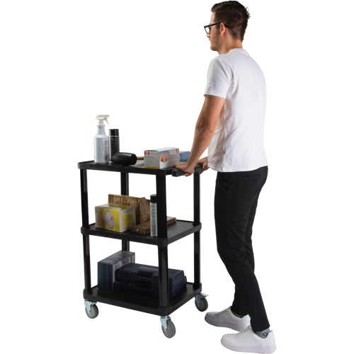 Utility Cart with Flat Shelf, 3 Tiers, 18-1/8" x 37-3/8" x 27-3/4", 330 lbs. Capacity Mukwa Safety Services