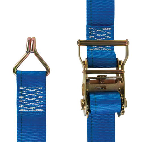 Tendeur d'arrimage utilitaire robuste, Crochet en J, 2" la x 20' lo, Charge d'utilisation 500 lb (227 kg) Mukwa Safety Services