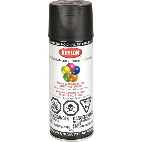 Industrial Acryli-Quik Lacquer, Black, Semi-Flat, 12 oz., Aerosol Can Mukwa Safety Services